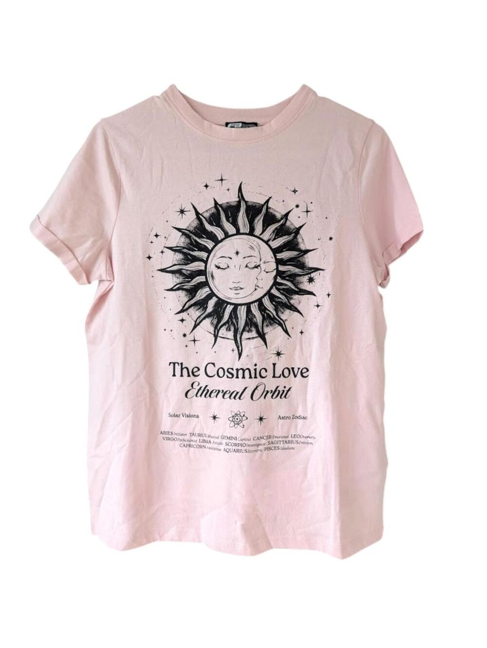 FB Sister Shirt Womens XS Pale Lilac Cosmic Sun Moon Graphic Tee New Yorker Euro